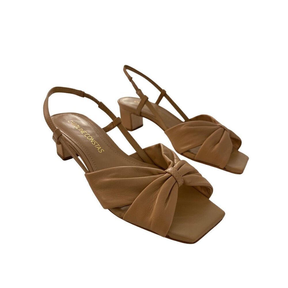 Caroline Constas Beck Sandal Tan Leather Slingback Sz 36 6 NWT